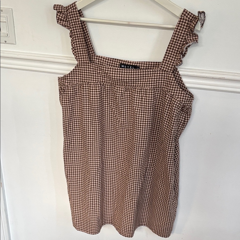 Motel Rocks - Sanaly Mini Dress In Mini Gingham Brown XL